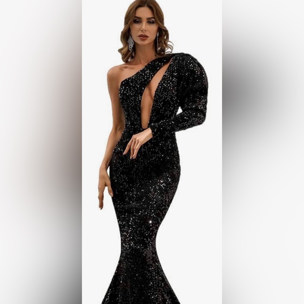 Black sequin formal gown